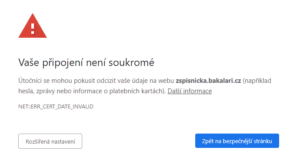 Chyba certifikátu Bakaláři
